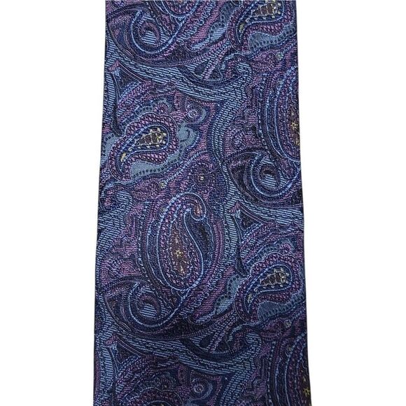 Vintage Brooks Brothers Makers Neck Tie Mens Silk Paisley Made USA Blue Necktie - Picture 6 of 9